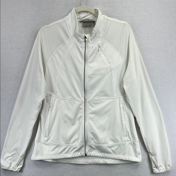 Athleta Women’s Jacket Sz XL White Polyester & Spandex 3 Front Pockets EUC - Picture 1 of 12